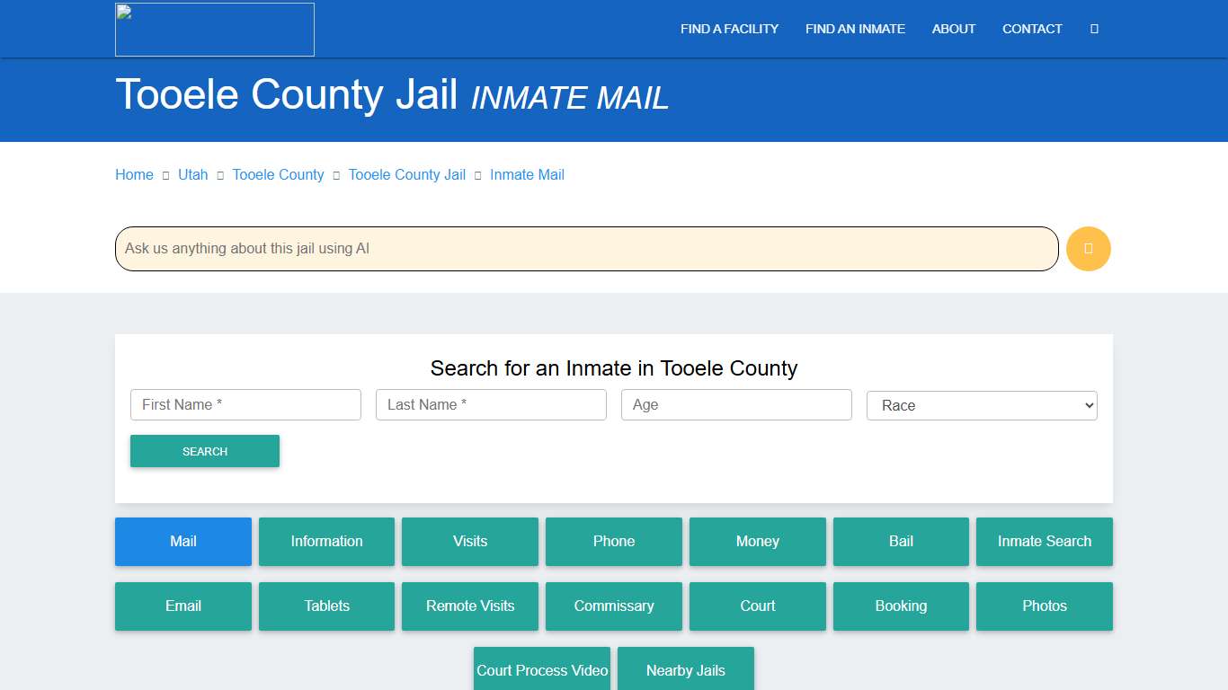 Send an Inmate Mail | Tooele County Jail UT